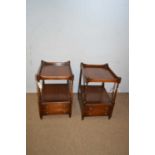 Pair of 20th C mahogany bedside tables.