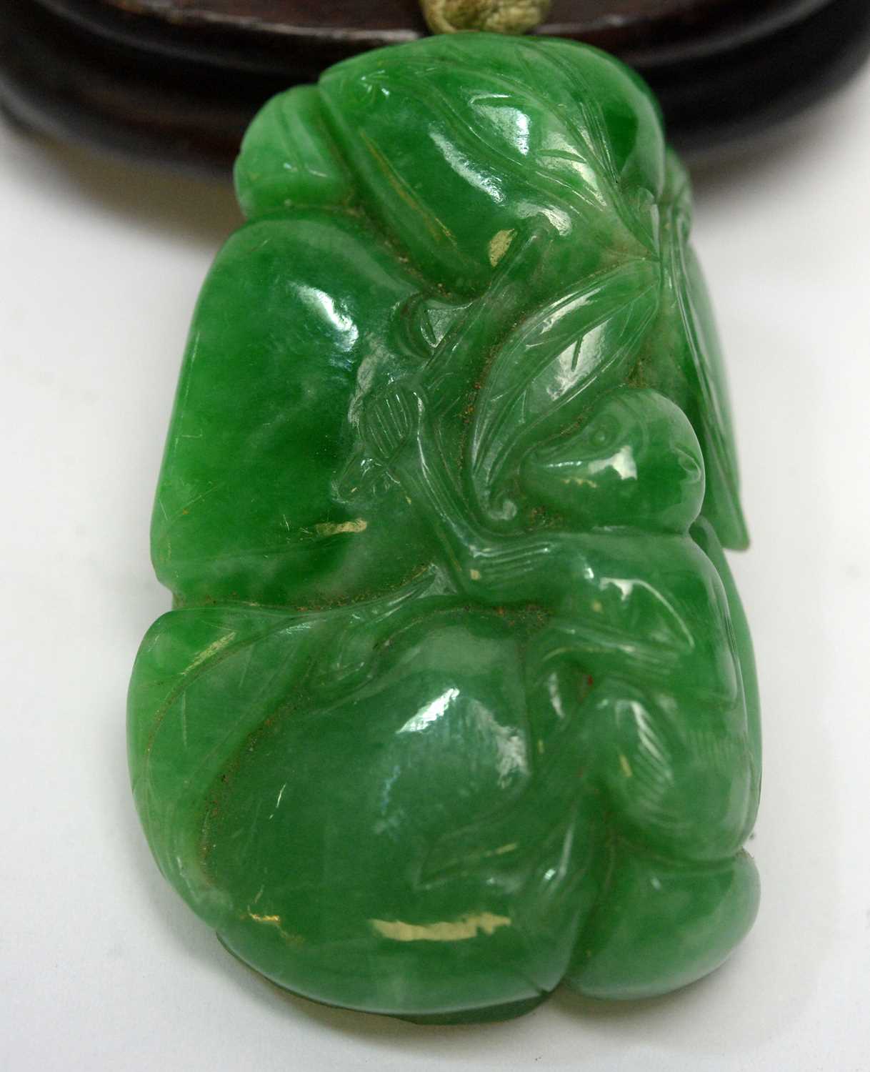Chinese turquoise figure; jadeite pendant, hardstone cup - Image 6 of 27
