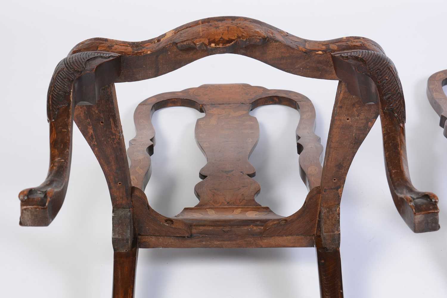 A pair of 18th Century Dutch marquetry dining chairs - Image 13 of 16