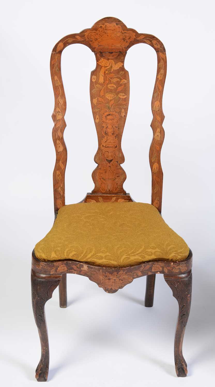 A pair of 18th Century Dutch marquetry dining chairs - Image 5 of 16