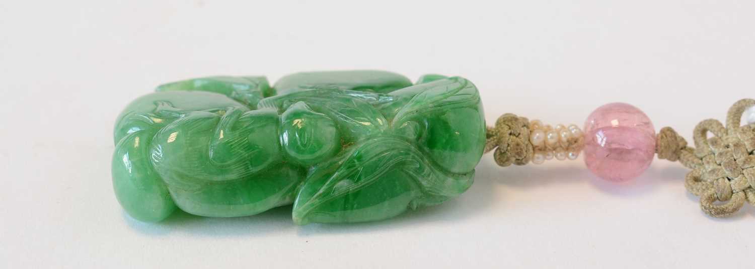 Chinese turquoise figure; jadeite pendant, hardstone cup - Image 21 of 27