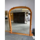 20th Century pine overmantle mirror