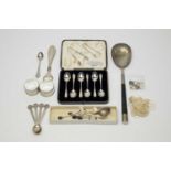 Assorted period small silver, and jewellery, including George Jensen coffee spoons.
