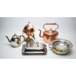Selection of copper and silver plated wares