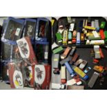 Selection of loose die-cast model vehicles and boxed model motorbikes