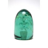 Victorian green glass dump paperweight