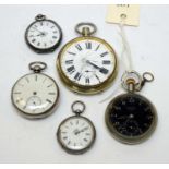 Five antique pocket watches,