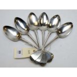 A set of six William IV silver dessert spoons.