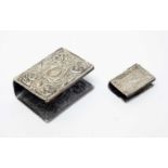 Antique silver matchbox and vesta box covers.