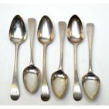 A set of six George III silver teaspoons.