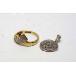 Diamond set pendant and dress ring.