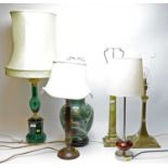 Selection of five table lamps