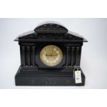 Late Victorian black slate mantel clock