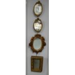 Pair of gilt framed wall mirrors and two others