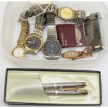 Watches including a lady's 9ct cased gold wristwatch.