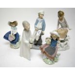 Selection of five Lladro figures of children