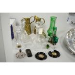 Selection of glass ware, brass ware and other items