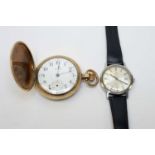 A gentleman's Omega wristwatch and Waltham hunter pocket watch.