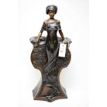 Art Nouveau cast metal figural vase