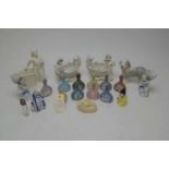Ten Franklin porcelain miniature scent bottles and other items