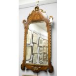 Queen Anne style carved walnut wall mirror