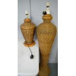 20th century rattan standard lamp and similar table lamp