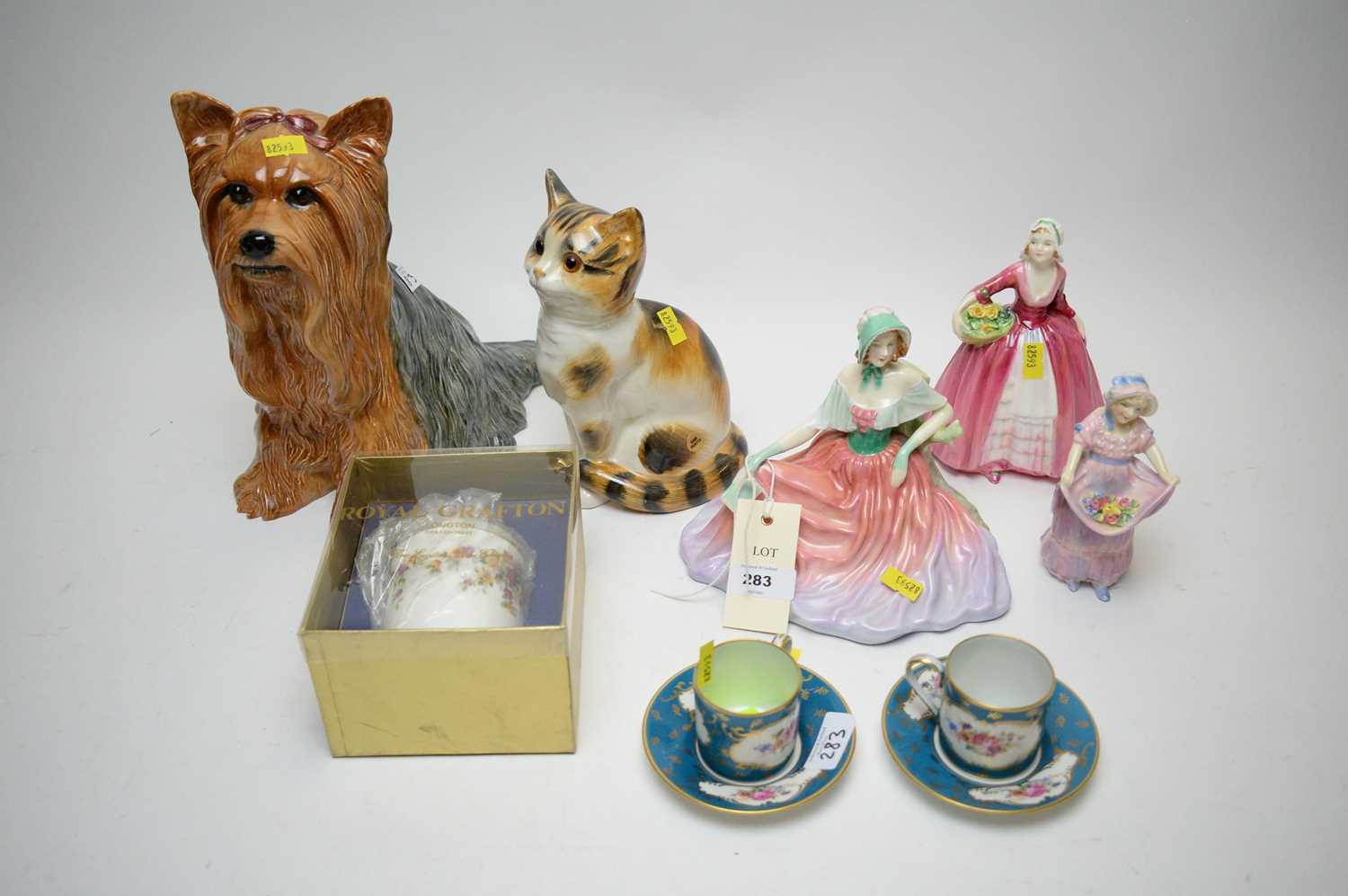 Three Doulton figures of ladies and other decorative ceramics