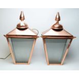 Pair of copper wall mounting lanterns