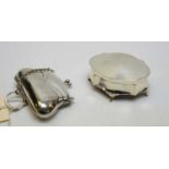 An antique silver ring box and purse.