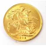 A 1915 gold sovereign.