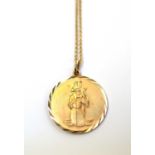 A 9ct gold St. Christopher pendant on chain.