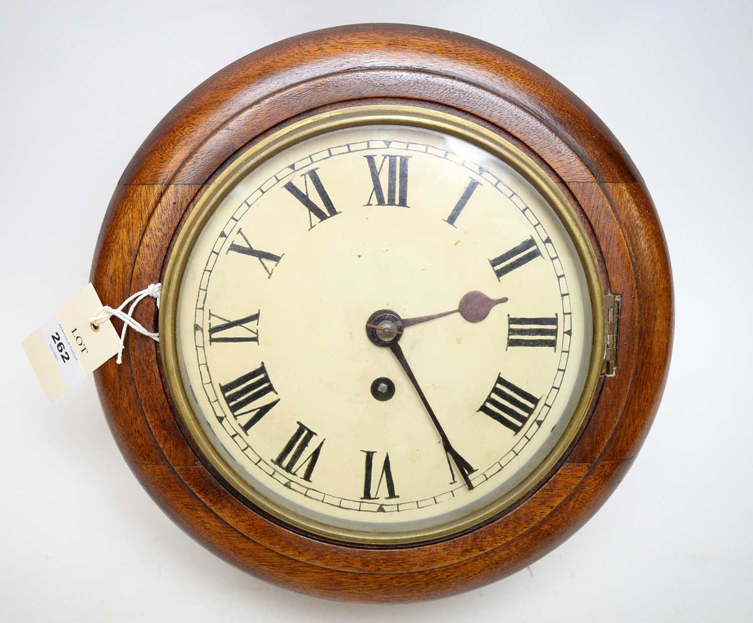 A mahogany cased single fusee wall clock