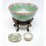 Chinese famille rose bowl and a cup and saucer