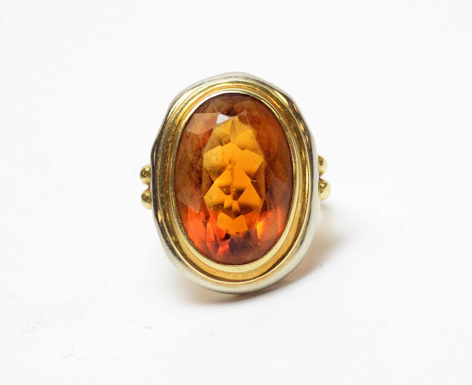 A citrine and high-carat white and yellow metal cocktail ring. - Image 2 of 2