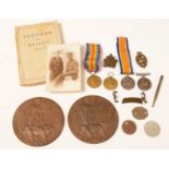 Two brothers WW1 medal groups with commemoration plaques