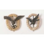 WWII Luftwaffe Pilots badge and Air Gunners badge