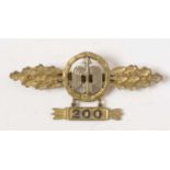 WWII Luftwaffe Flight Bar for Fighter Pilots in Gold with 200 hanger