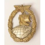 WWII Kriegsmarine Auxiliary Cruiser war badge