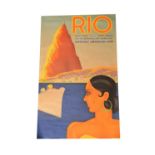 An Art Deco travel poster 'Rio', artwork by Ake Rittmark,