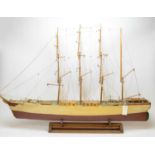 A scratch built ship model of a four mastered sailing vessel,