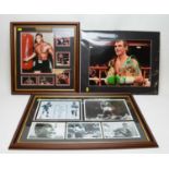 Boxing: Signed photographs of Muhammad Ali, Mike Tyson and Joe Calzaghe, with additional reproductio