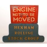 British Railways (BR) wooden sign and another