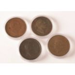 Four early 19th Century pennies