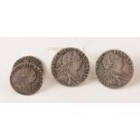 George III two Shillings and silver Sixpences,