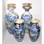 A selection of blue and white Chinese vases