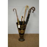 A 20th Century Tolware umbrella stand in the form of an umbrella.