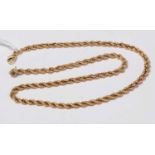 A 14ct gold rope link necklace.