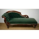 A late Victorian mahogany framed chaise longue.