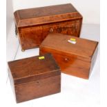 Late Victorian walnut tea caddy and two others