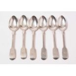 A set of six Victorian silver teaspoons by Lister of Newcastle.